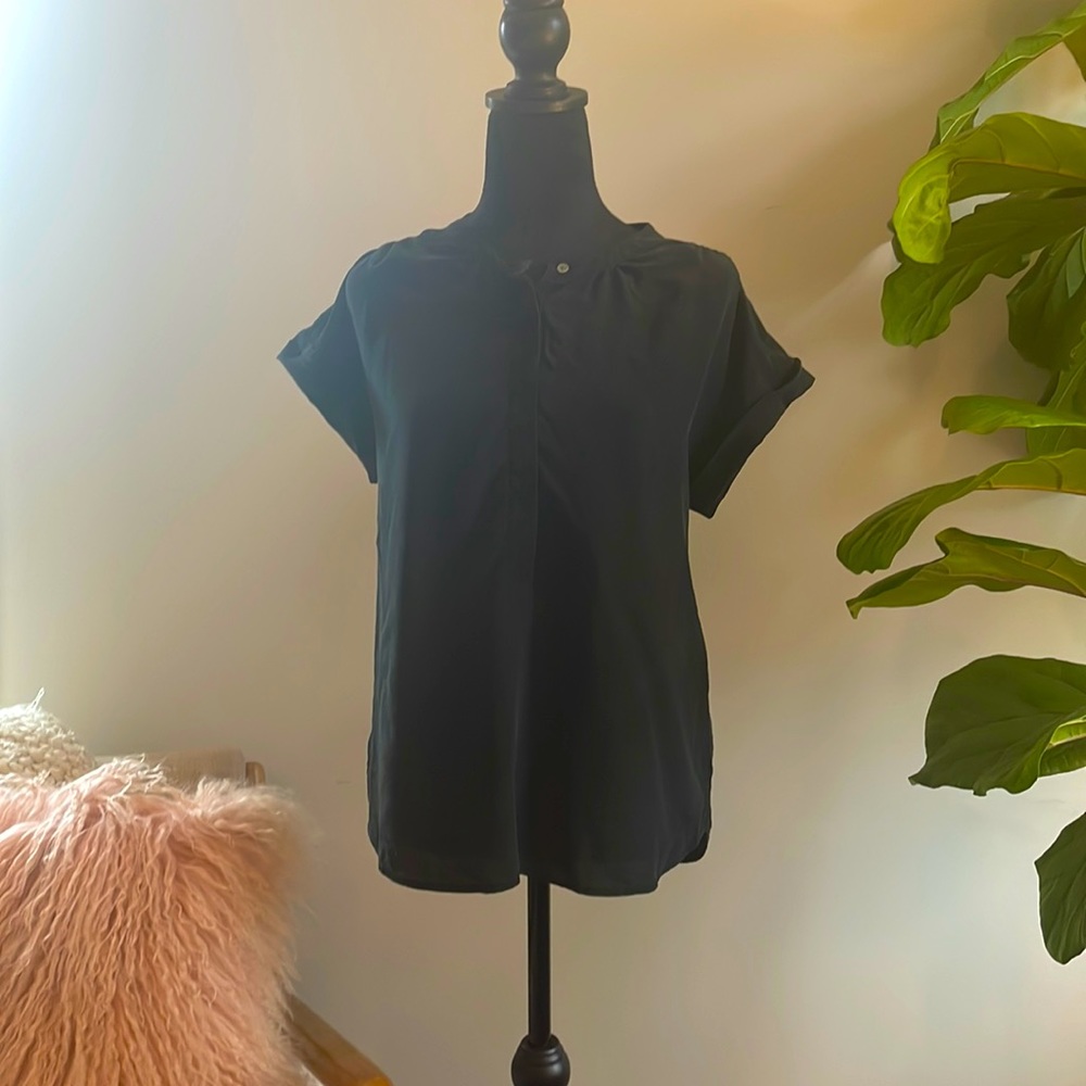 J Crew Silk Blouse in Black | Size XS Extra Small